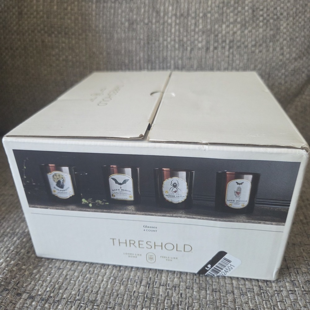 Threshold Halloween 4 Tumblers Drinking Glasses Burgundy 13.87oz Gothic NIB